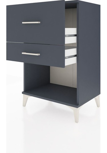 Hyperion Komodin 2 Çekmeceli 60x44x96 Antrasit-antrasit Antrasit
