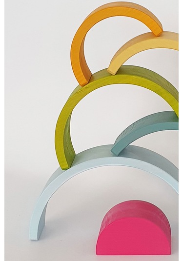 6'lı Pastel Renkler Waldorf Gökkuşağı Ahşap Oyuncak