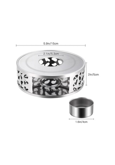 Paslanmaz Çelik Çaydanlık Standı Isıtıcı Mum Yuvarlak Taban Isıtıcı Kahve Süt Mumluk Ocak Crazy Volcano Yağı Gümüş