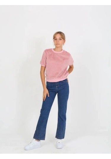Marions Kız Çocuk Taşlı Jean-15237 Mavi