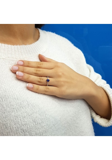 Lova Pırlantalı Oval Safir Yüzük - 1020284