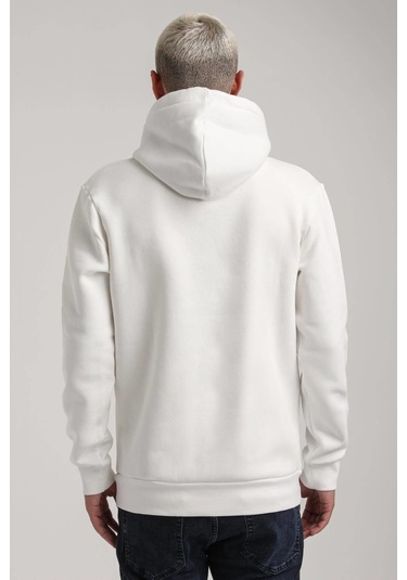 Kapüşonlu Ekru Slim Fit Full-zip Sweatshirt 24fwm64073 Ekru