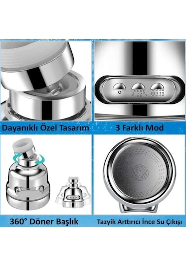 3 Fonksiyonlu Musluk Ucu Krom