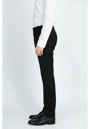 Slim Fit Düz Siyah Klasik Erkek Pantolon Wessi Siyah