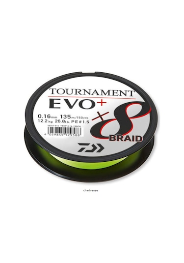 Daiwa Tournament Evo+ 8b Chartreuse İp Misina 135m - 0.08mm 0.10 MM