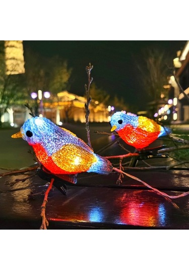 Dancemonkey Akrilik Kuş Işık Grubu Su Geçirmez Pil Kutusu Dekoratif Led Tatil Lamba Su Geçirmez İp44 Beyaz