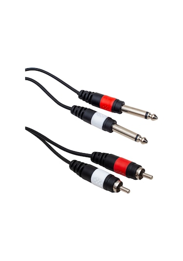 2x 6.35 mm 1/4 Erkek Jack to 2x RCA Erkek Ses Kablosu 3 Metre