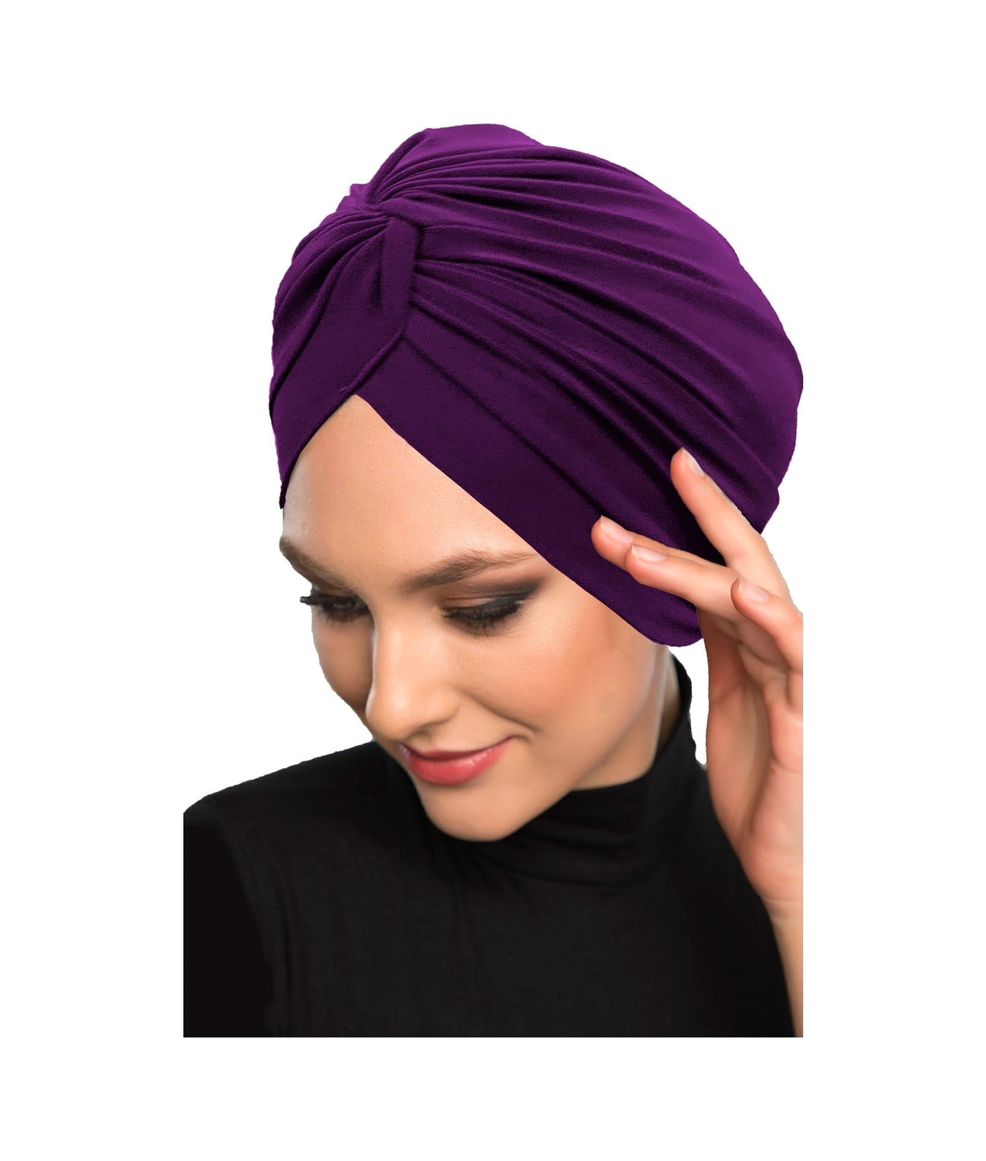 Çapraz Kancalı Mor Hazır Türban Tesettür Dış Ve Havuz Bonesi Mor