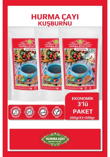 Hurma Aşkı Hurma Çayı Kuşburnu 3 x 200 G