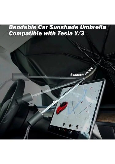 Chuangyinshop Tesla Model 3 Y 360 Derece Güneşlik Katlanır Uv Korumalı Oto Aksesuarı Sku12345678