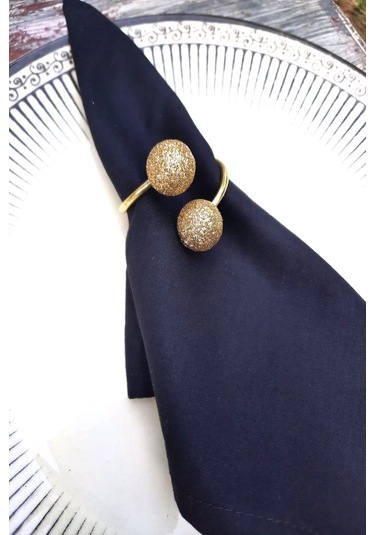 12'li Gold Halkalı Simli Gold Boncuklu Peçete Yüzüğü