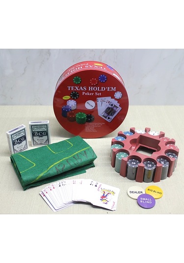 Metal Kutulu 240 Chip Ve 2 Adet İskambil Kağit Setine Sahip Poker Oyunu Alk3539