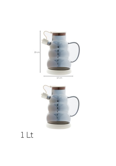 Porsima 3617- 2 Kapaklı Borosilikat Cam 2li Yağlık Sirkelik Seti Yağdanlık Takımı 1000ml Beyaz Beyaz