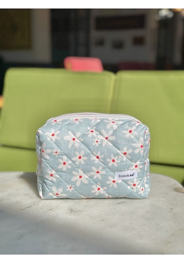 Batekso Büyük Boy Papatya Desenli Makyaj Çantası