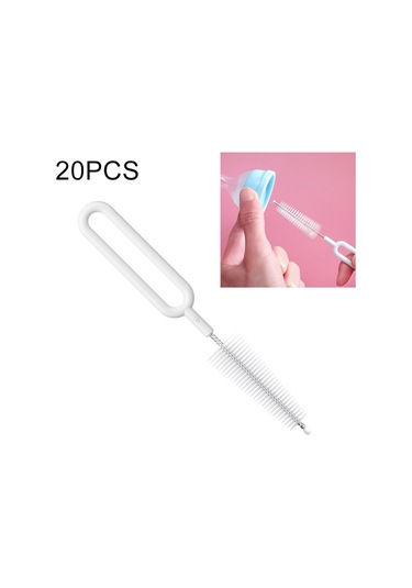 Sones 20 Adet Naylon Biberon Temizleme Fırçası Döner Çaydanlık Fırçası Ay Işığı Beyazı