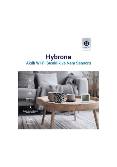 Hybrone Akıllı Wi-fi Lcd Ekranlı Sıcaklık Ve Nem Sensörü