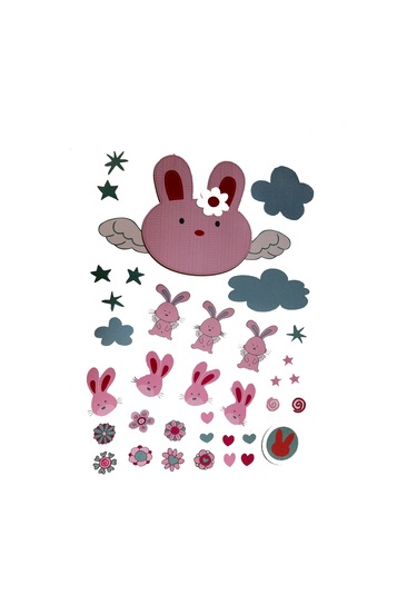 Sıa Duvar Süsü Sticker Tavşan Desenli Pvc