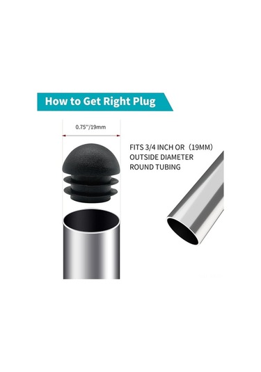 Fortunelane 30 Adet 19 Mm Plastik Boru Kapakları - Bahçe Mobilyaları Korumalı Siyah Set, Metal Sandalyeler İçin