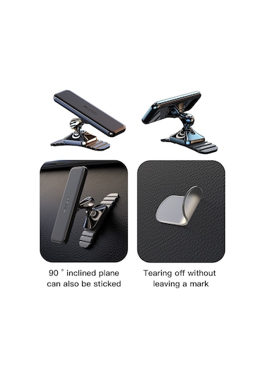 360 Derece Dönme Manyetik Emme Çinko Alaşım Araç Telefonu Tutucu Yapışkan Ark Braketi