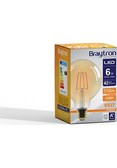 Braytron Led Rustik Flamanlı Ampül 6w G95 E27 - Bb47-00620