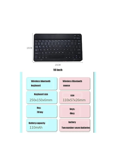 Tcl 10 Tab Max Uyumlu Ekran Koruyucu Klavye Mouse Set Pembe