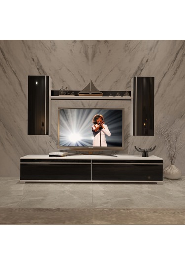 Decoraktiv Eko 5d Mdf Std Tv Ünitesi Tv Sehpası Beyaz - Siyah