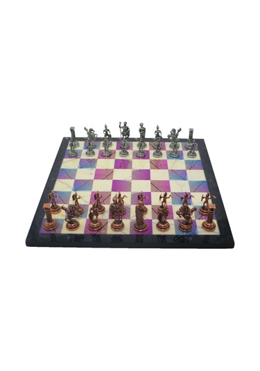 Gifthome Metal Satranç Takımı-seti orta Roma Figürlü Antik Taş v