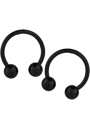 Suntek Paslanmaz Çelik At Nalı Topu Septum Dudak Burun Kulak Siyah