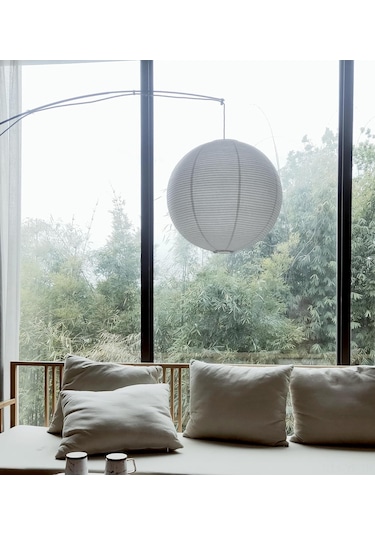 Yifomall 40cm Japon Usulu Washi Kağıt Küre Avize - Otel, Kafe, Mağaza Dekoru İçin Yumuşak Işık Efekti, Tekli Avize罩 Beyaz