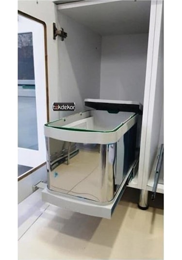 Çöp Kovası Paslanmaz Çelik Raylı S 2574 Kısa Boylu Antrasit - Gri
