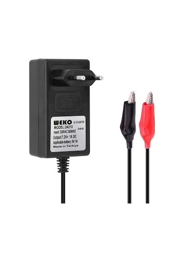 Weko 7.2 Volt - 1 Amper Krokodil Uçlu Priz Tipi Yerli Üretim Akü Şarj Adaptörü