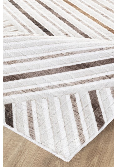 Tropikal Home Modern Desenli Kaymaz Taban Elit Şık Dört Mevsim Yıkanabilir Halı Yolluk Kahve 14014