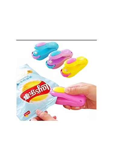 Mini Pilli Poşet Kapatıcı, Pratik Kullanım İçin Tasarlanmış Yeni Model Açık Bej