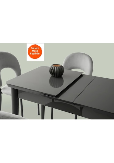 Ortadan Açılır Büyüyen Yemek Masası Gümüş Gri 90x160cm Gri