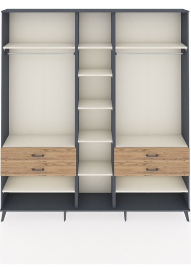 Arges Dolap 11 Raflı 4 Çekmeceli 2 Askılı 220x30x243 Antrasit-aytaşı/çam Aytası/atlas Çam