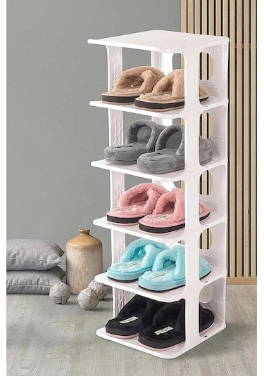 Mithra Life 5 Katlı Plastik Beyaz Ayakkabı Rafı Mıt1062 Beyaz