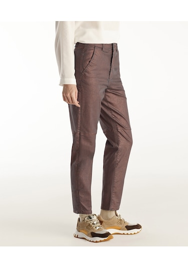 Yargıcı Kesik Detaylı Yüksek Bel Düz Kesim Pantolon Bakır