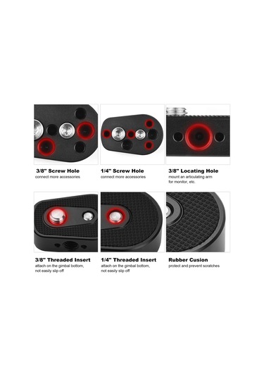 Singree "djı Ronin S/sc İçin Dayanıklı Alüminyum Alt Montaj Plakası - 1/4 & 3/8 Vida Delikli"