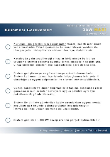 Matech 3 KW Maxi Solar Paket Sistem 3000W/gün