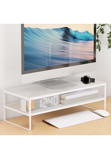 Homyl Masaüstü Bilgisayar Standı Çalışma 2-katlı-beyaz