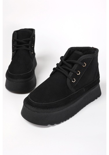 Silvana Kadın Bağcıklı Ugg A010-h61 Siyah