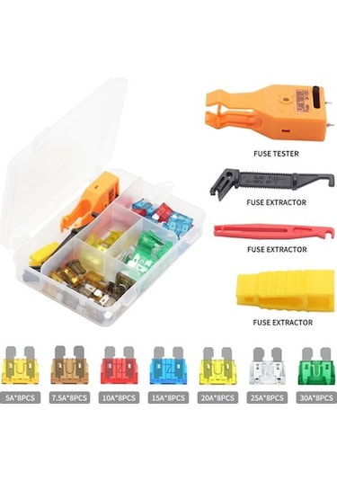 Novahub 60 Parçalı Sigorta Seti - 5 Böl. Plastik Kutu & Test Cihazı - 7 Amper Sigortalar