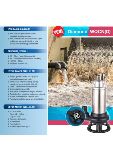 Alarko Wqcnd 15-15 2Hp 220V Bıçaklı Foseptik Dalgıç Pompa