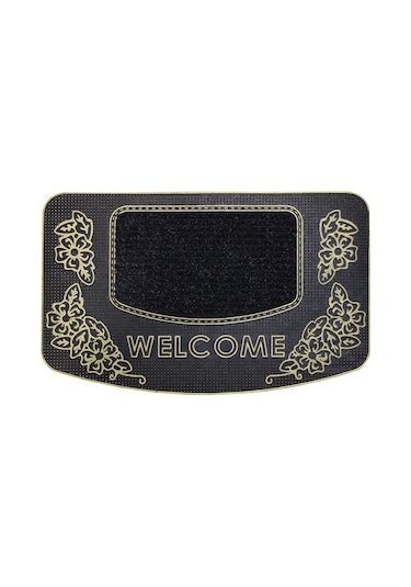 Welcome Yazılı Kauçuk Toz Tutucu Kapı Önü Paspası Gold