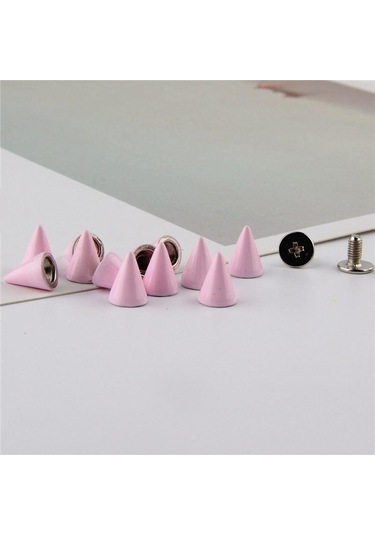 Pink 10 Takım 7 10mm Mermi Koni Renkli Çıtçıt Ve Sivri Giysiler Için Dıy El Sanatları Konfeksiyon Perçinler Deri Çanta Ayakkabı