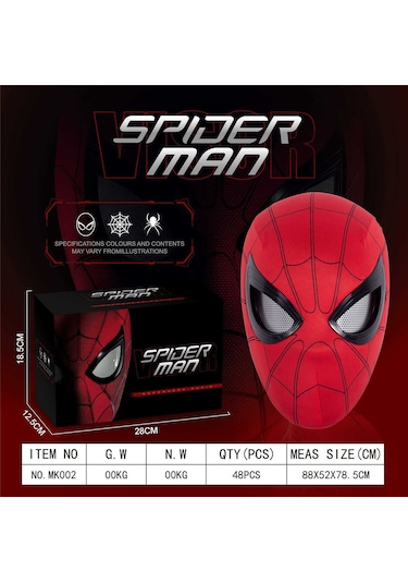Spider-man Elektrikli Otomatik Göz Kırpan Maske Manuel Model Kırmızı Kapüşon Kırmızı