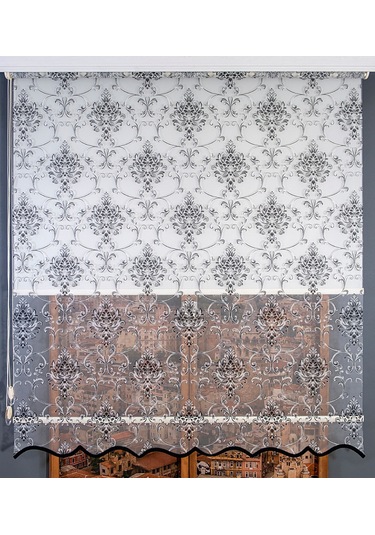 Çift Mekanizmalı Simli Tül Stor Perde Beyaz-siyah