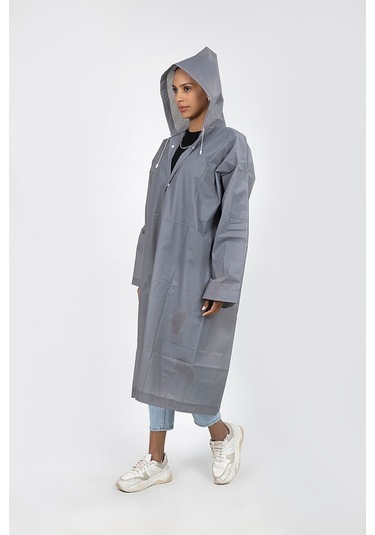 Polo55.sport.1855 Gri Kapüşonlu Çıtçıtlı Yağmurluk Ve Rüzgarlık Gri