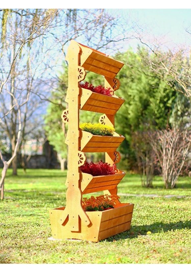 Mandu Ahşap Çok Katlı Saksı Standı Çiçeklik Standı -