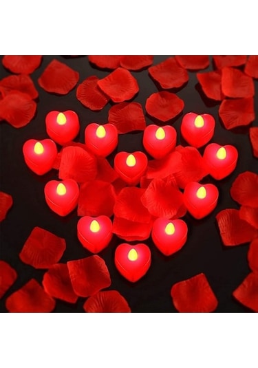 12 Adet Kalpli Led Mum Tealight Mum Kırmızı Işık Pilli Piller Dahil